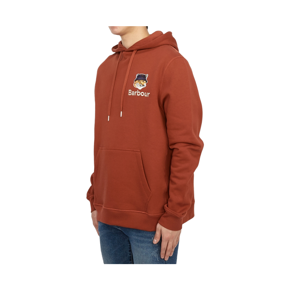 [20% 쿠폰] 바버 x 메종 키츠네 폭스 헤드 후드 번트 레드([20% 쿠폰] Barbour x Maison Kitsune Fox Head Hoodie Burnt Red) - 3