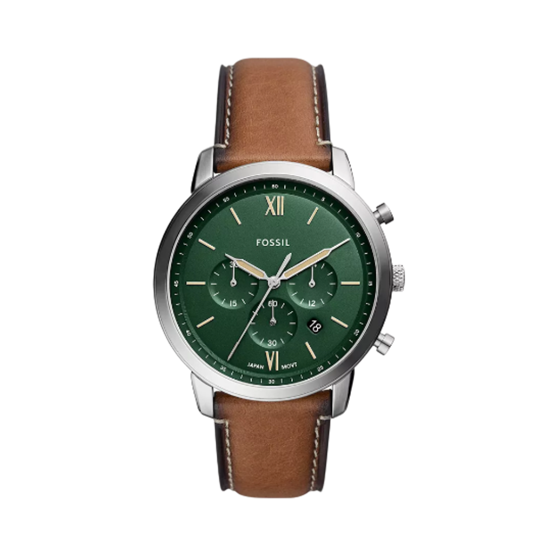 FS5963 Fossil Neutra Chronograph 44mm LiteHide Leather Green Brown