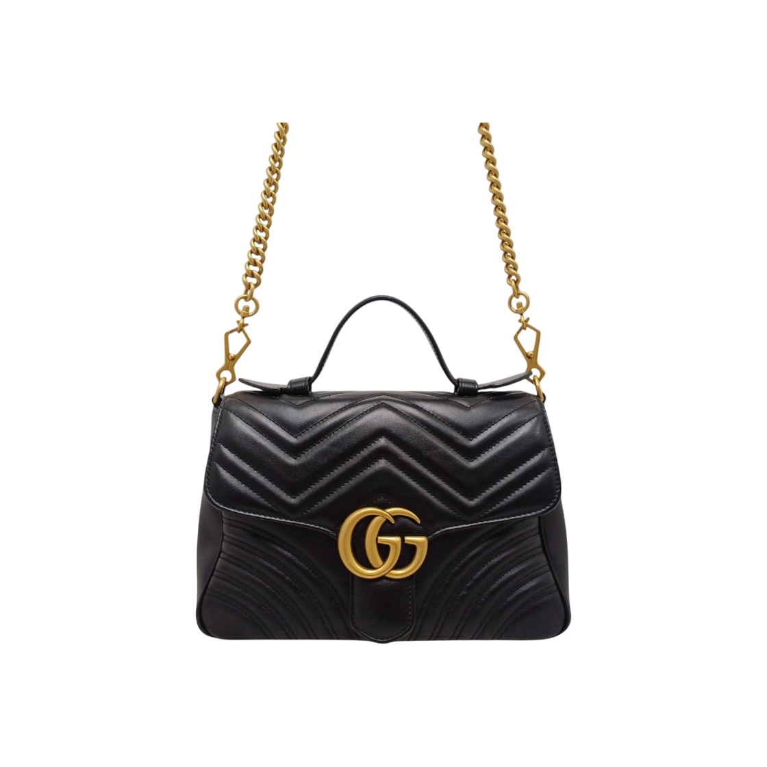 ITEOUQV6DWCV Gucci GG Marmont Black Top Handle Small Tote Bag with Strap