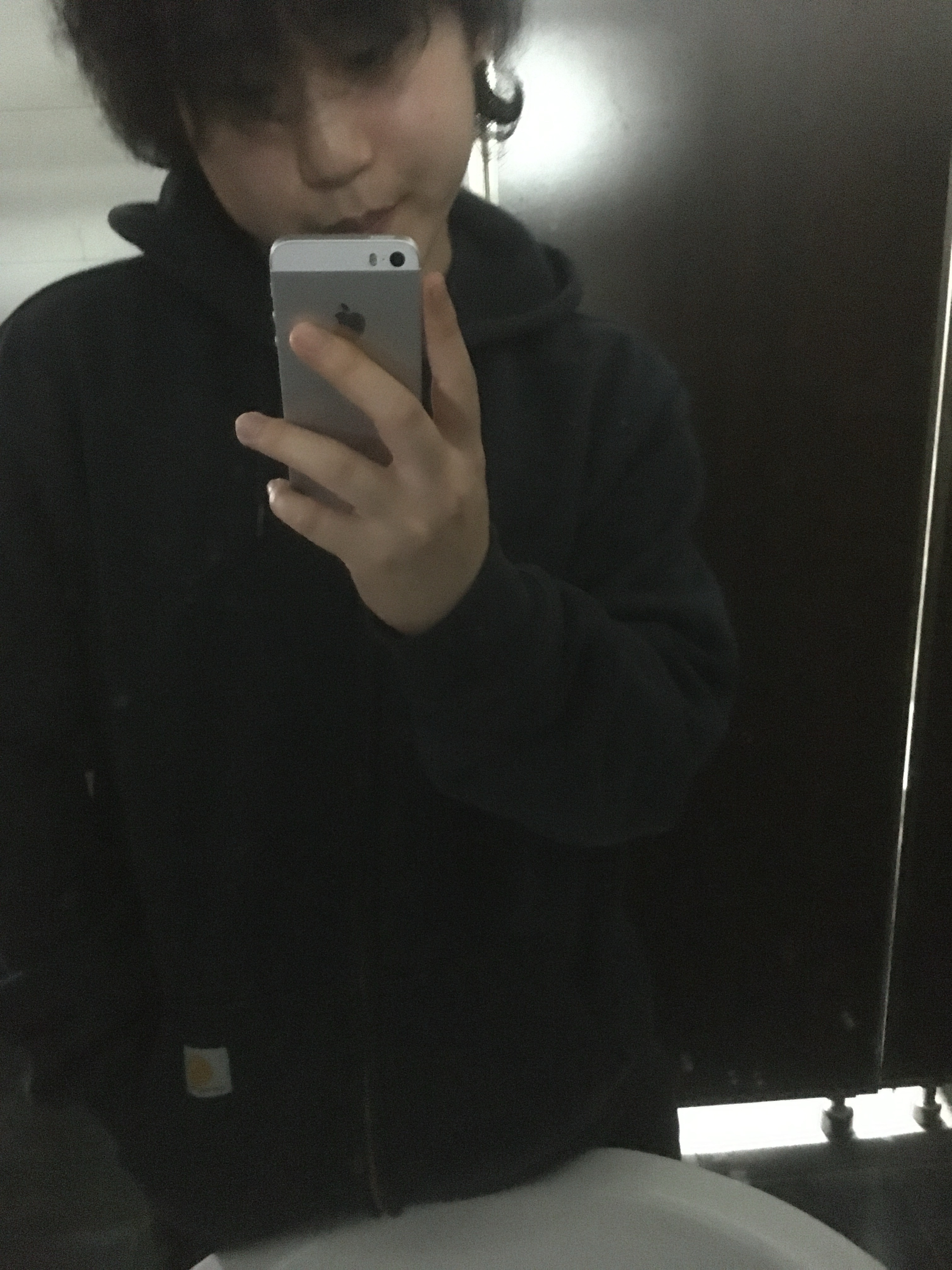 Carhartt Loose Fit Midweight Regular Full Zip Sweatshirt New Navy 착용 스타일