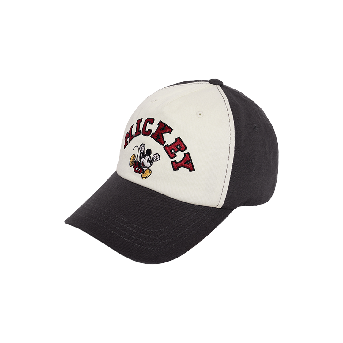 베루툼 컬러 블록 바이오 워싱 캡 (미키 마우스) 차콜 레드