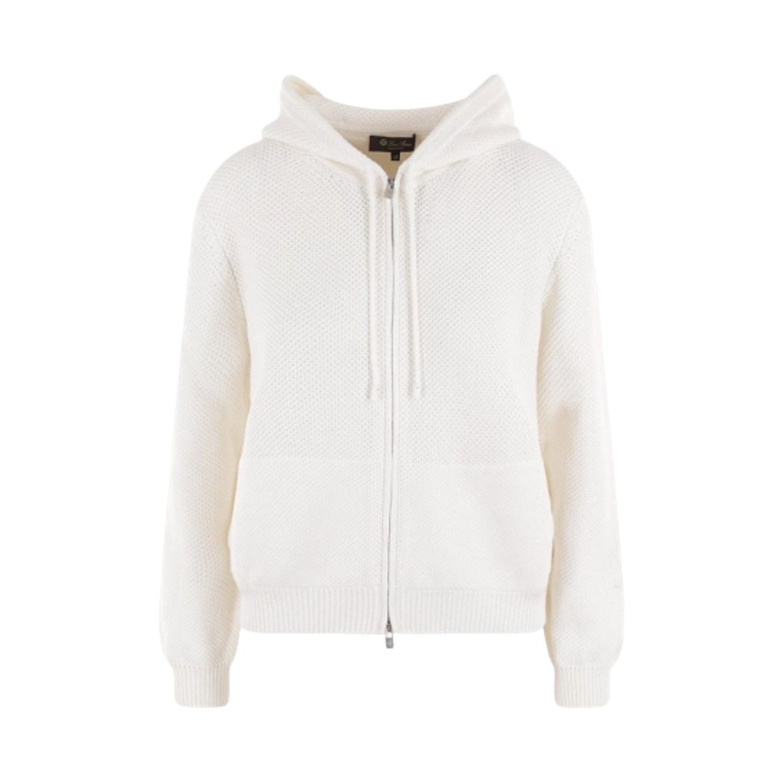 FAM7796-1000 (W) Loro Piana Knit Hooded Zip-Up White
