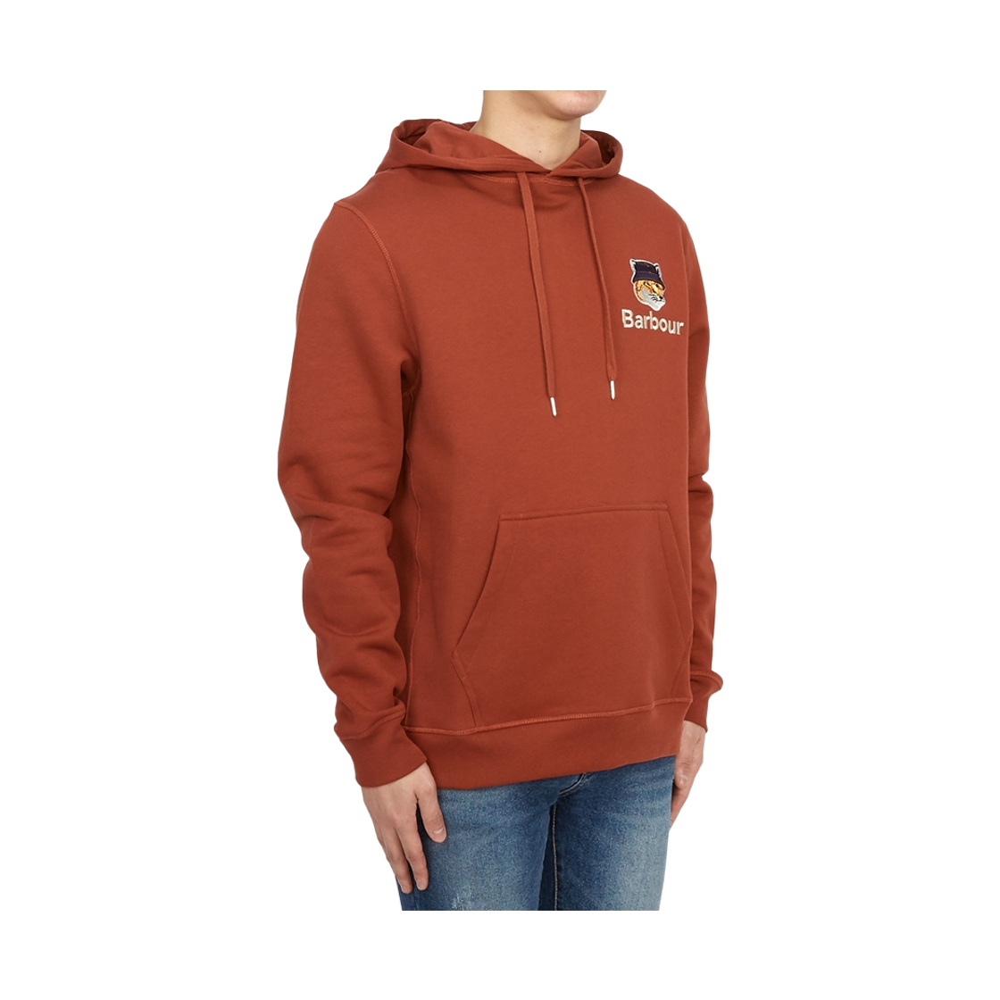 [20% 쿠폰] 바버 x 메종 키츠네 폭스 헤드 후드 번트 레드([20% 쿠폰] Barbour x Maison Kitsune Fox Head Hoodie Burnt Red) - 4