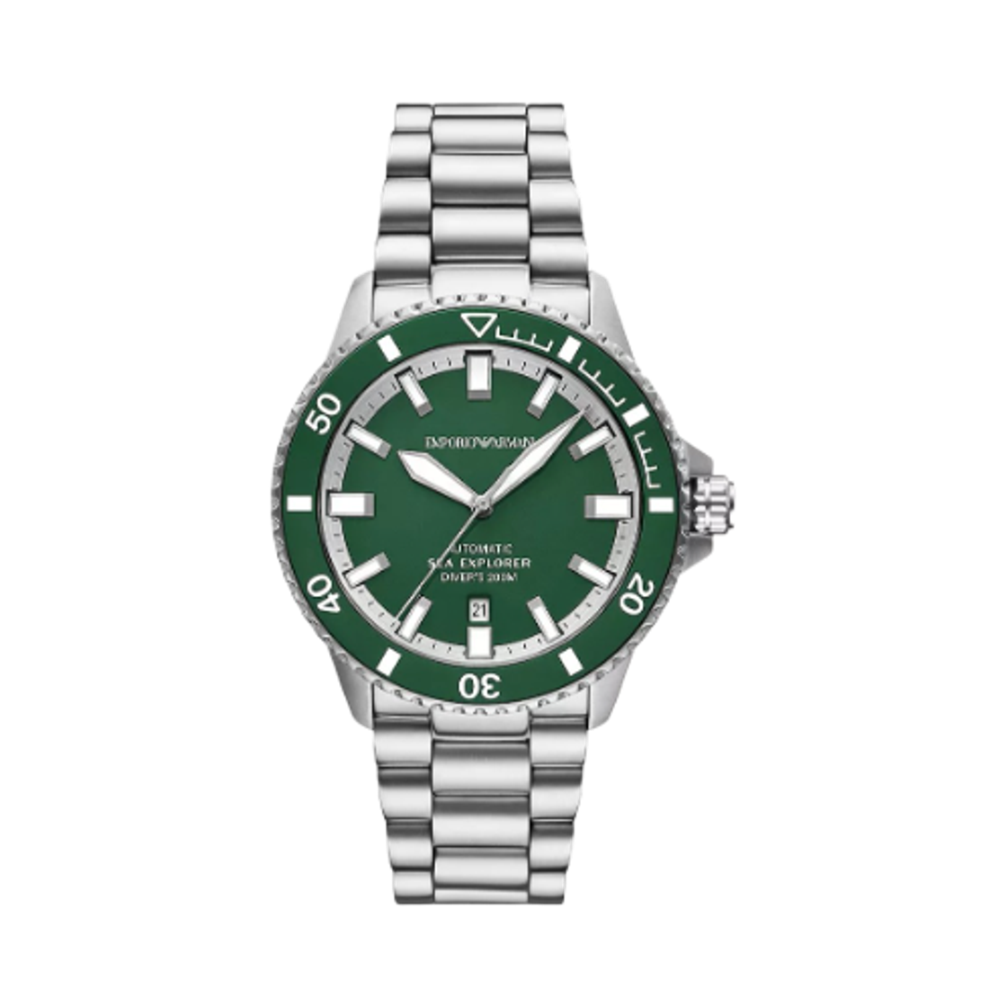 AR60088 Emporio Armani Sea Explorer Automatic Three-Hand Date 42mm Stainless Steel Green Silver