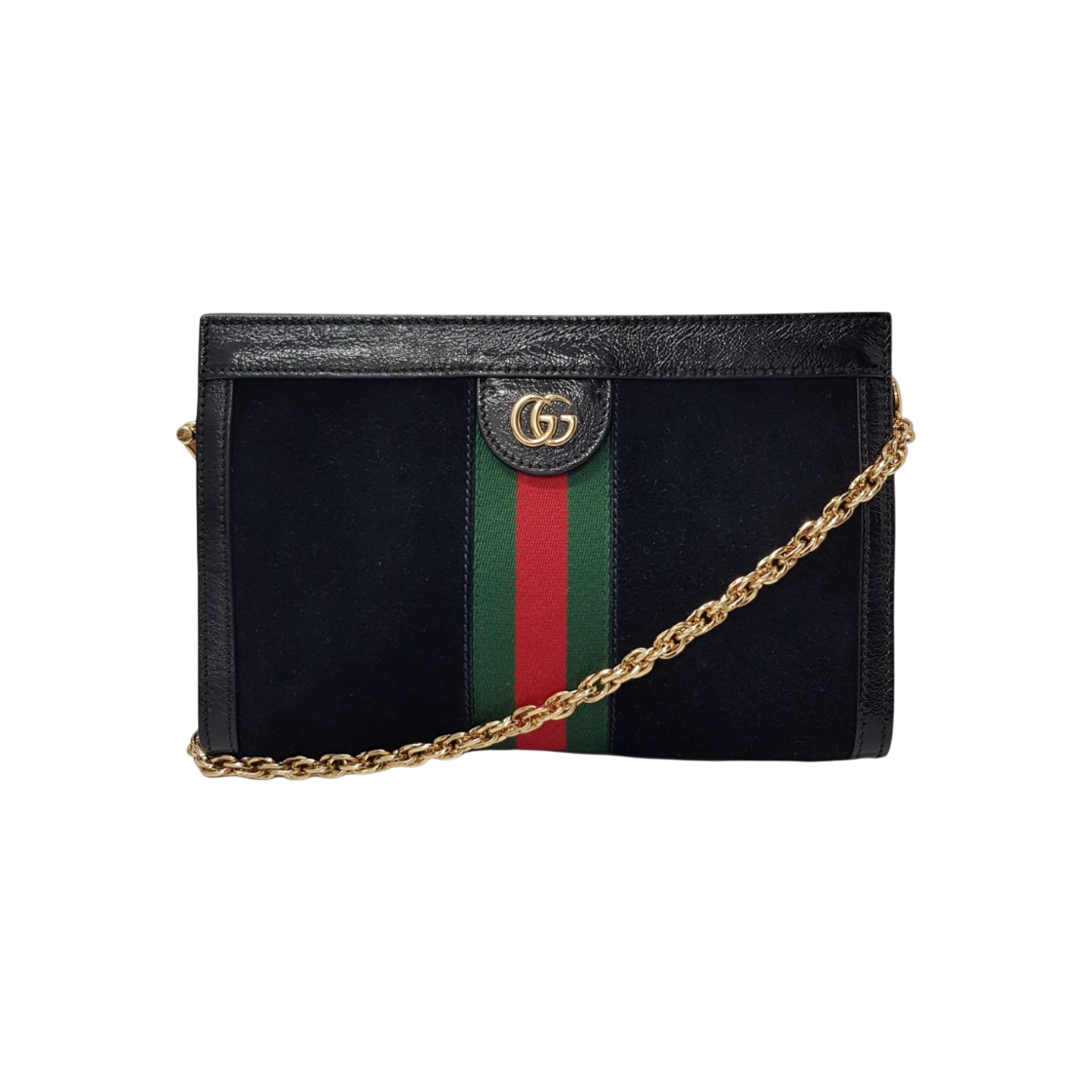 구찌 503877 블랙 스웨이드 오피디아 슈프림 GG 체인 숄더백(Gucci Black Suede Ophidia Supreme GG Chain Shoulder Bag)