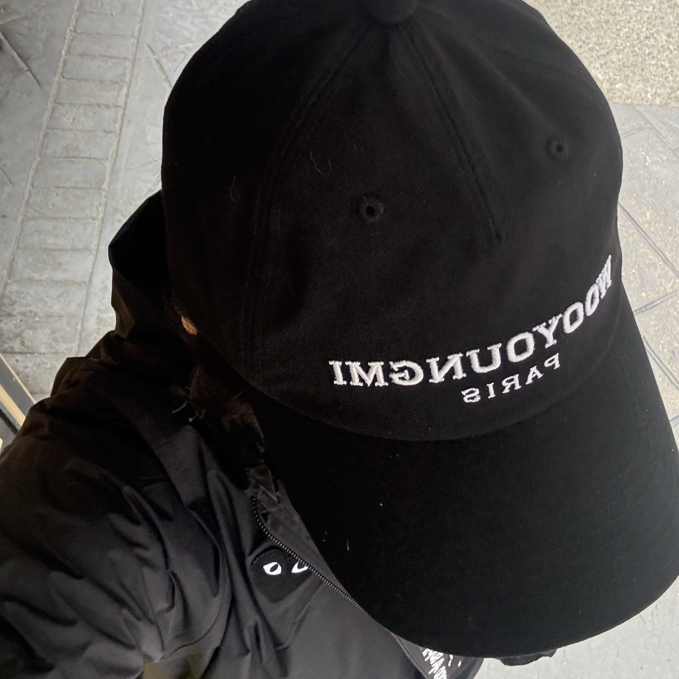 Play Comme des Garcons x K-Way Full Zip Jacket Black, Wooyoungmi Embroidered Ball Cap Black - 25FW 착용 스타일