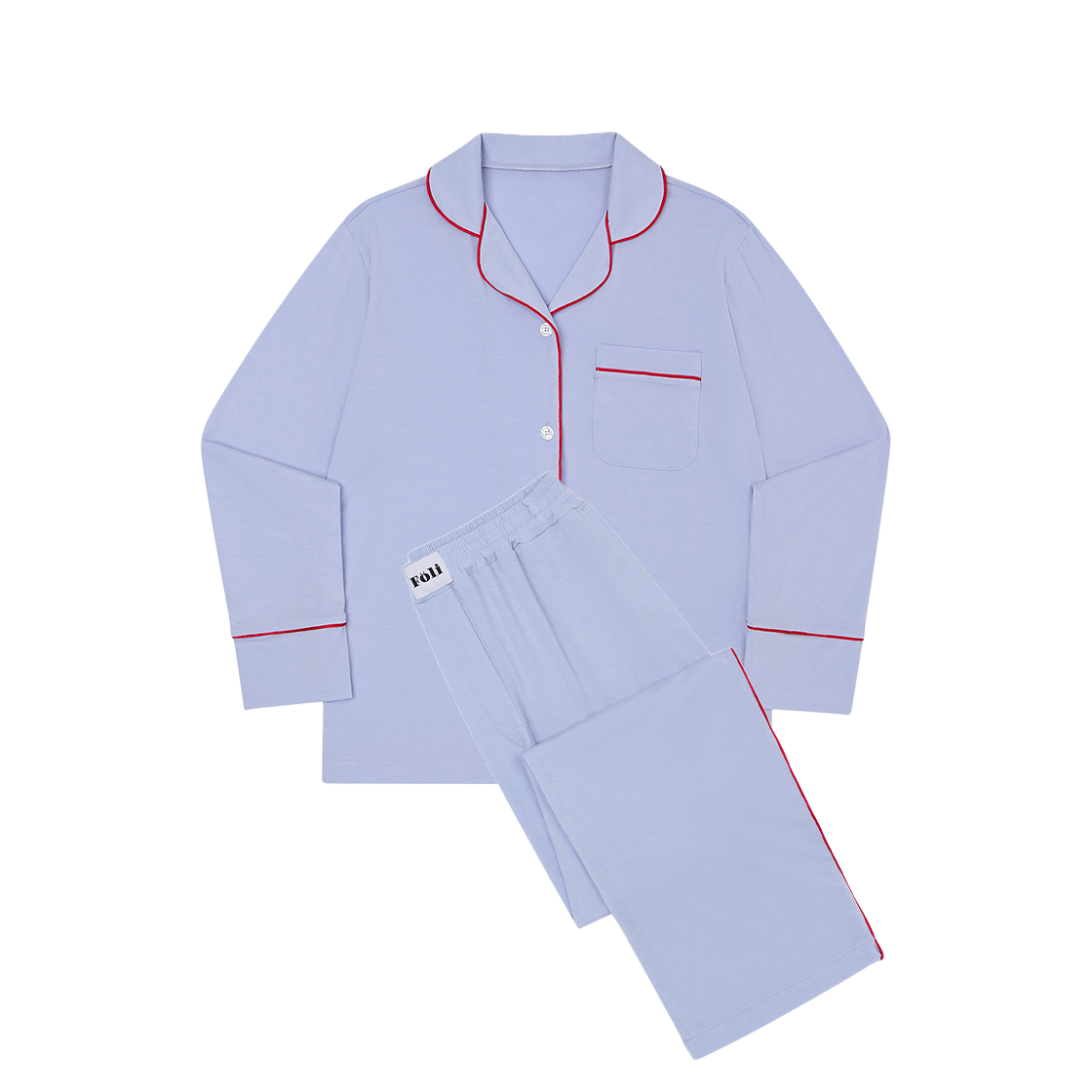 Unisex Light Blue Tencel Span Long PJ Set Foli Unisex Tencel Span Long PJ Set Light Blue