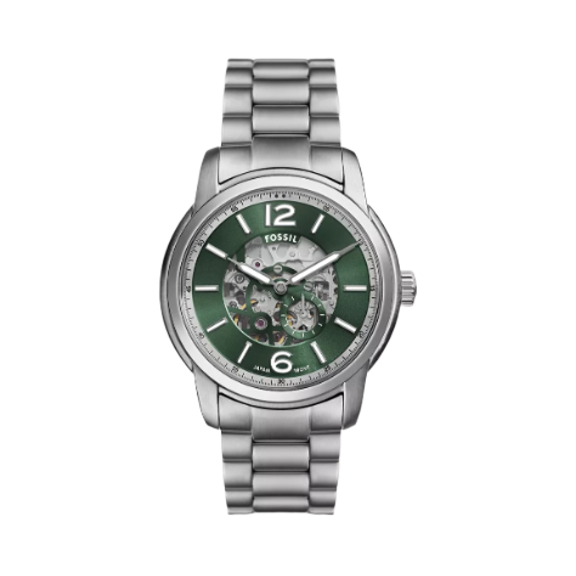 ME3262 Fossil Heritage Automatic Two-Hand 43mm Stainless Steel Green Silver