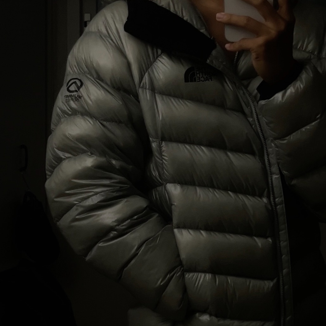 The North Face Summit Mattehorn RDS Down Jacket Light Gray 착용 스타일