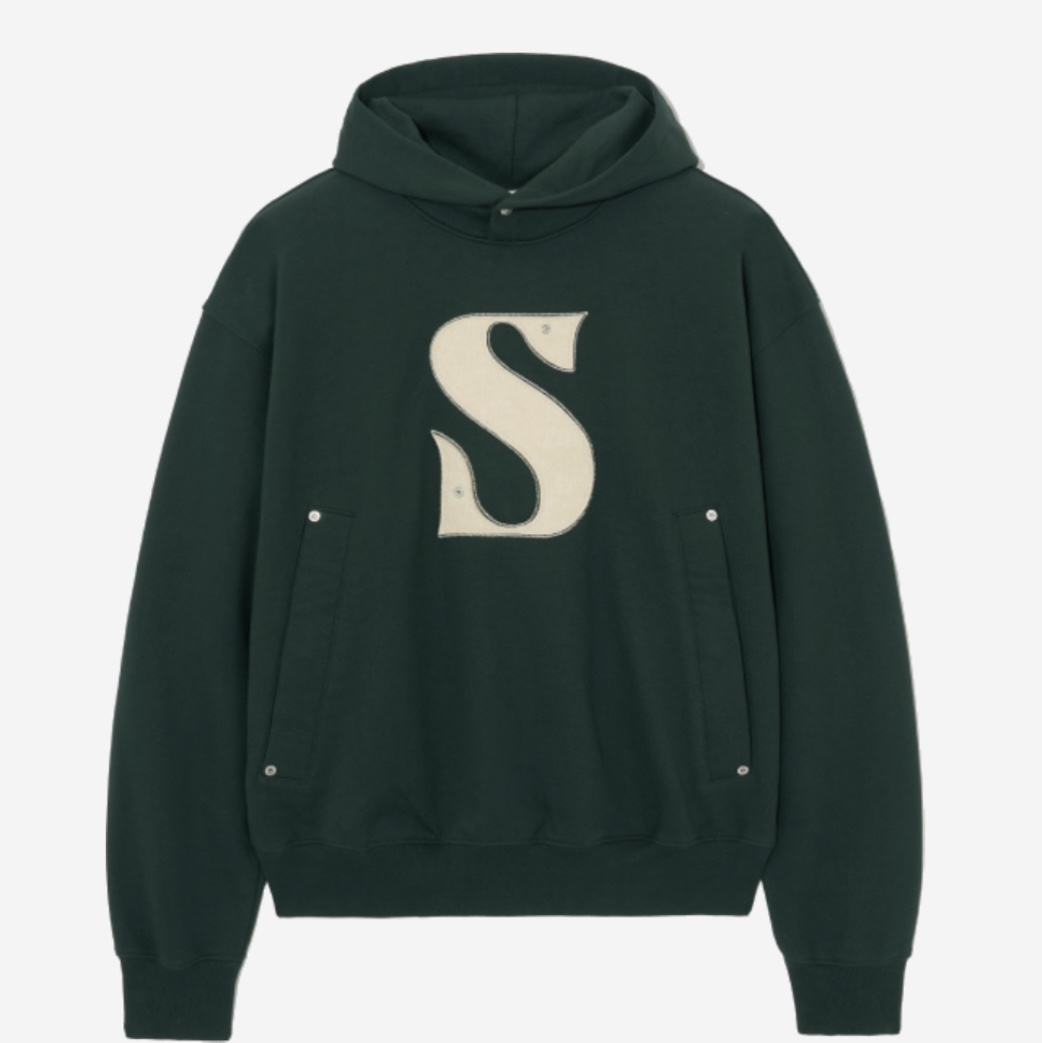 (TD) Jordan 1 x Travis Scott Retro Low OG SP Reverse Olive, SATUR Rivet Applique Pocket Logo Hoodie Classic Green 착용 스타일 - 2