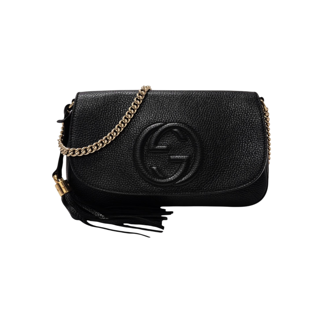 ITOTLRD26R5T Gucci Black Soho Interlocking Tassel Chain Crossbody Bag
