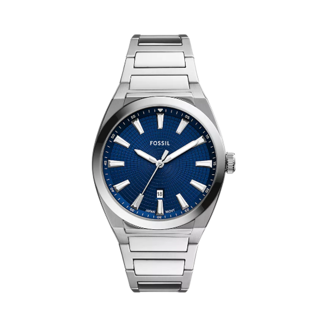 FS5822 Fossil Everett Quartz Three-Hand Date 42mm Stainless Steel Blue Silver
