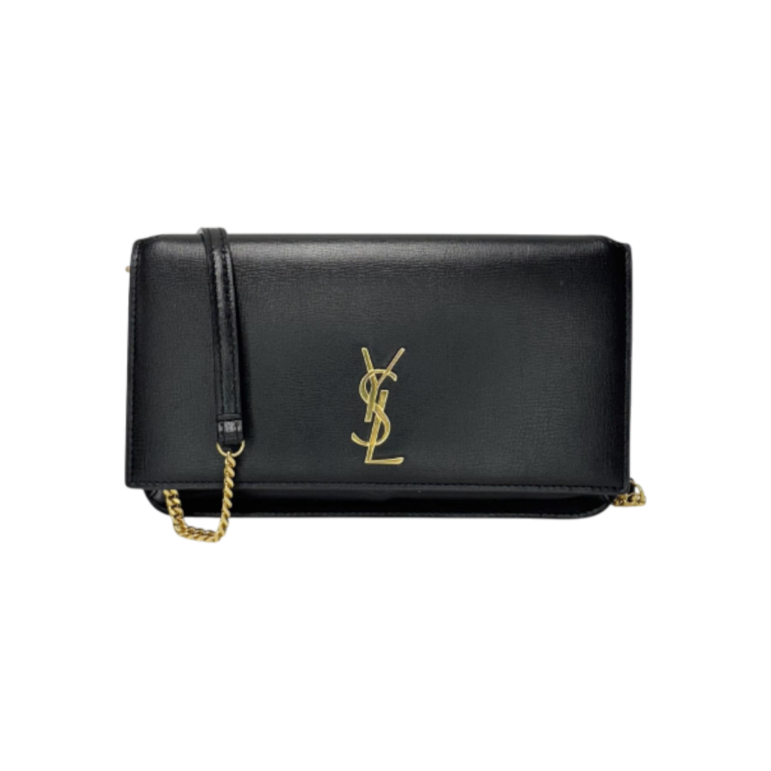 ITR7SRF32P99 Saint Laurent Phone Holder Shoulder Bag Black with Gold Hardware