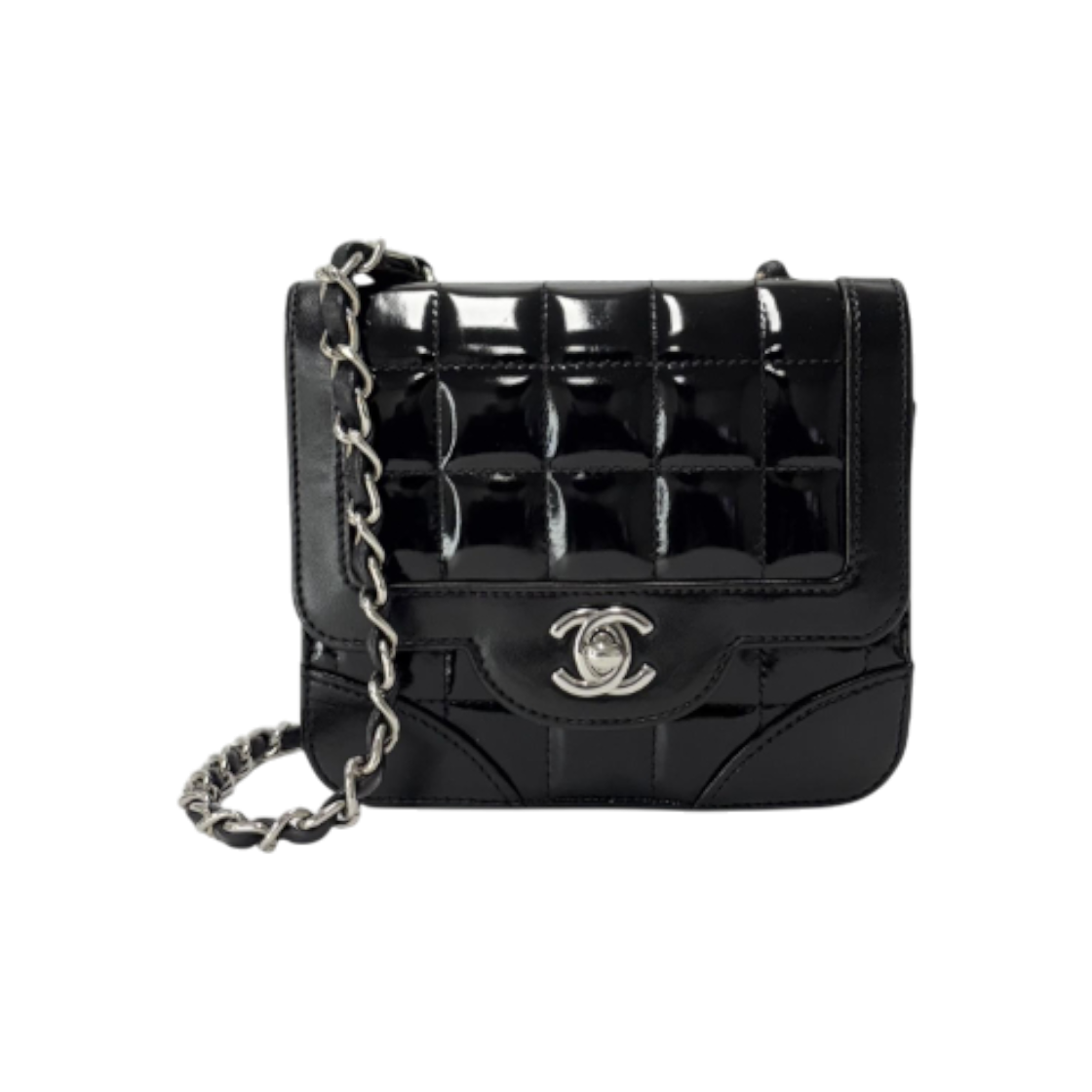 ITWJG8HSL4VD Chanel Chocolate Bar Patent Flap Bag