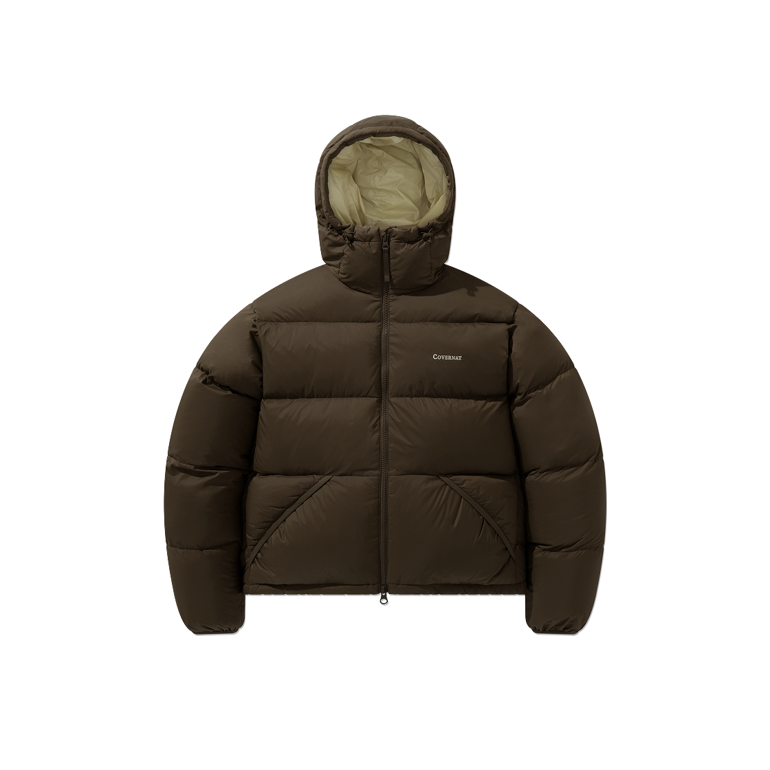 CO2504DP05BR Covernat Civic Rds Hooded Short Puffer Brown