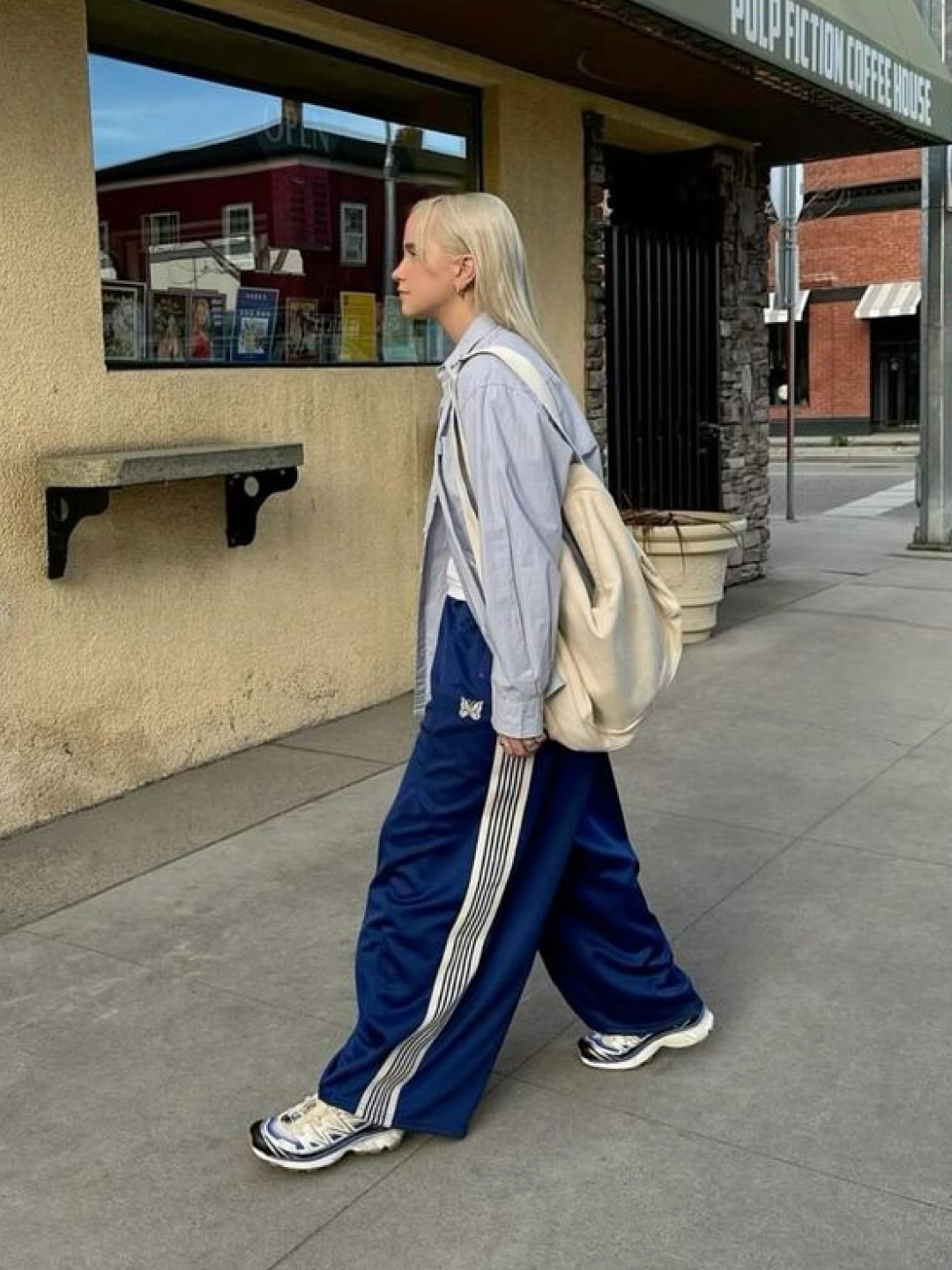 Knitted Curved Training Pants Melange White, Needles x B'2nd H.D. Track Pants Poly Smooth Navy 착용 스타일 - 4