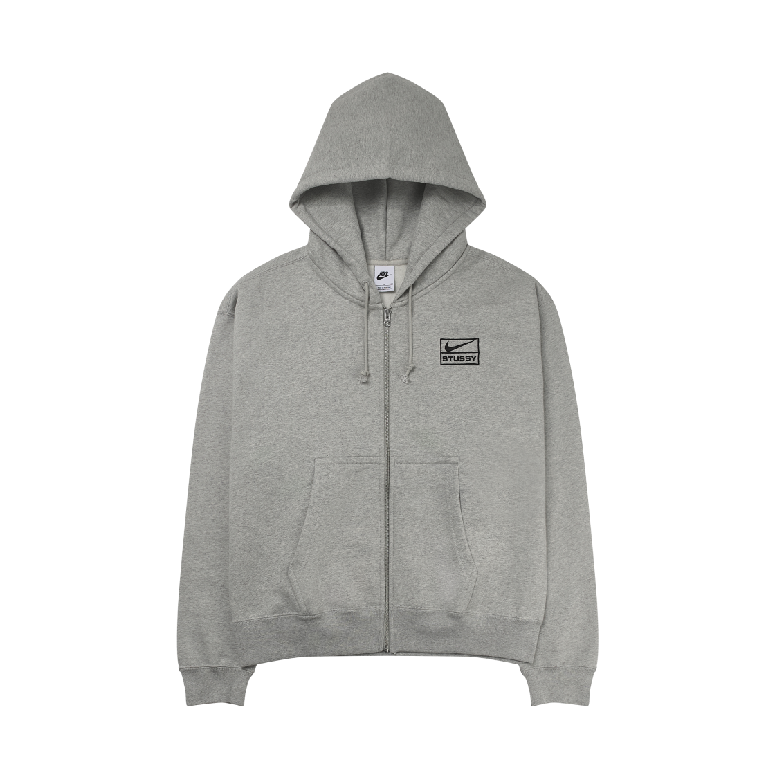 나이키 x 스투시 풀 집 플리스 후드 그레이 헤더 (FJ9181-050)(Nike x Stussy Full Zip Fleece Hoodie Grey Heather (FJ9181-050))