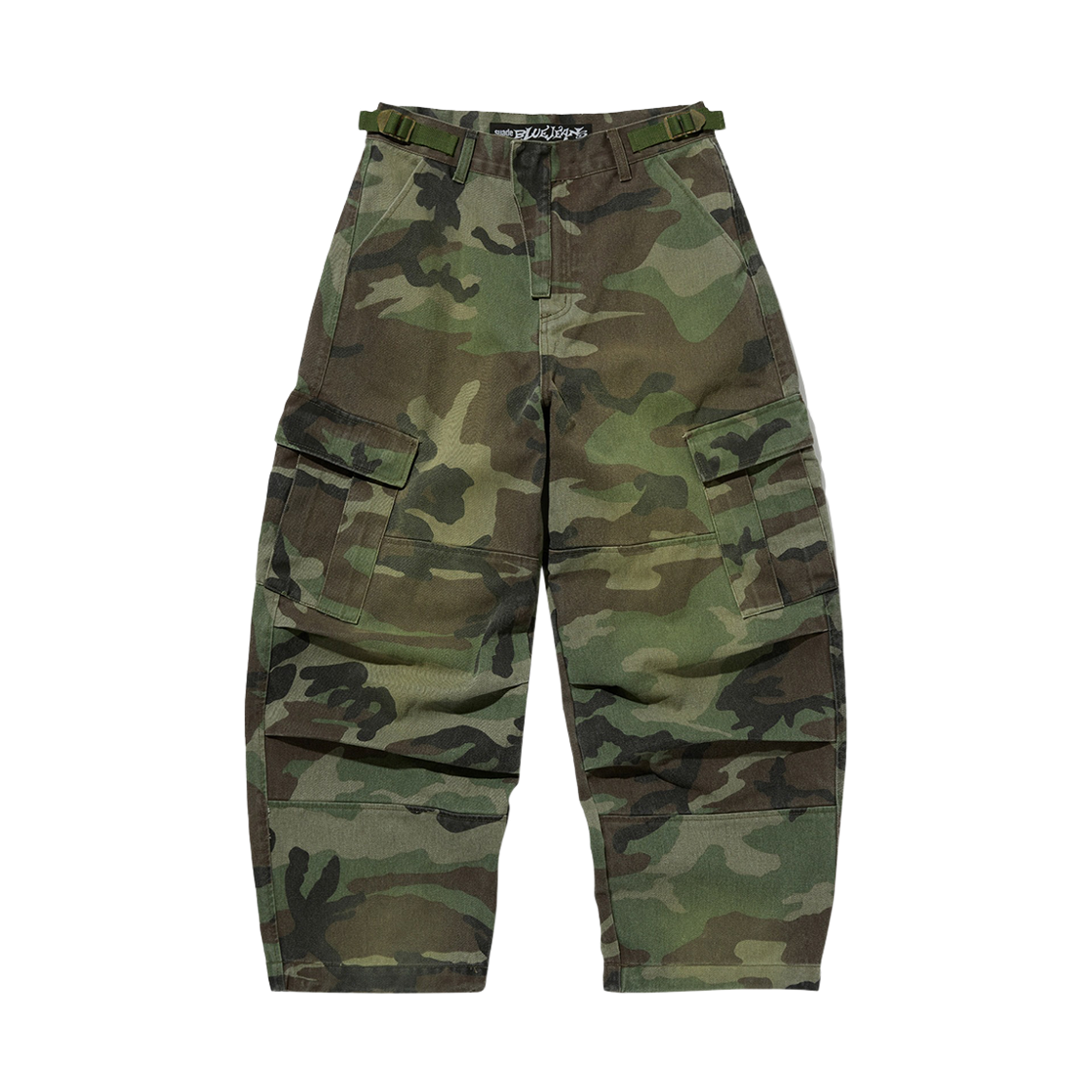 SDEFBO113GC Suade Washed Cargo Pants Green Camo