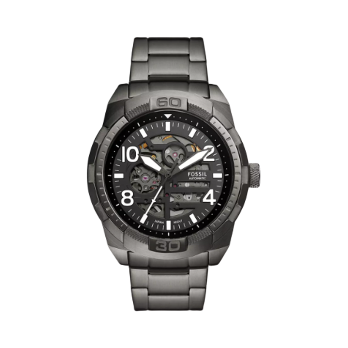 파슬 브론슨 오토매틱 쓰리핸드 48mm 스테인리스 스틸 블랙 스모크(Fossil Bronson Automatic Three-Hand 48mm Stainless Steel Black Smoke)