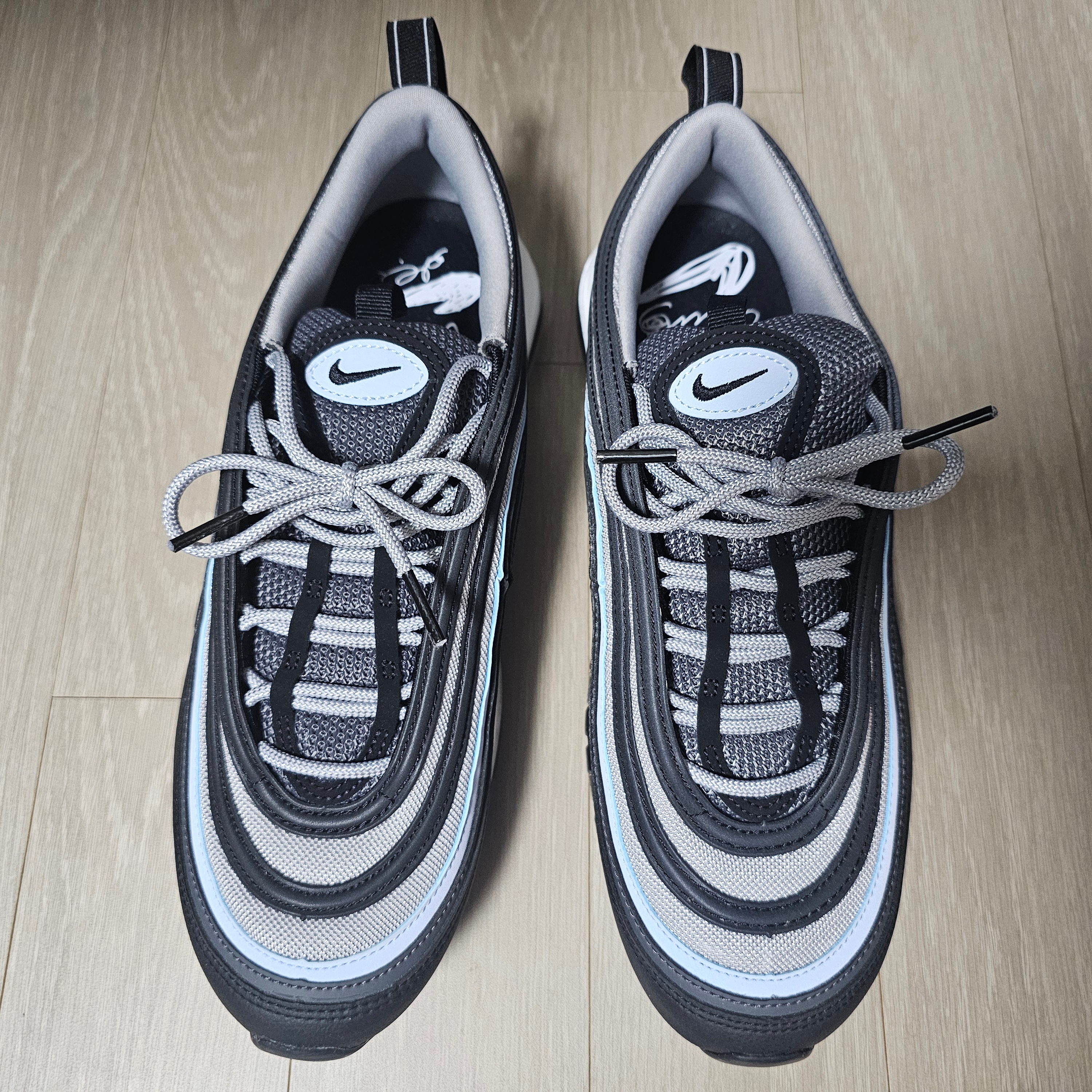 Nike Air Max 97 Black Blue Tint 착용 스타일 - 3
