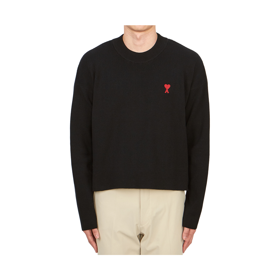 [25% 쿠폰] 아미 스몰 하트 로고 립드 크루넥 블랙([25% 쿠폰] AMI de Coeur Ribbed Crewneck Black) - 2