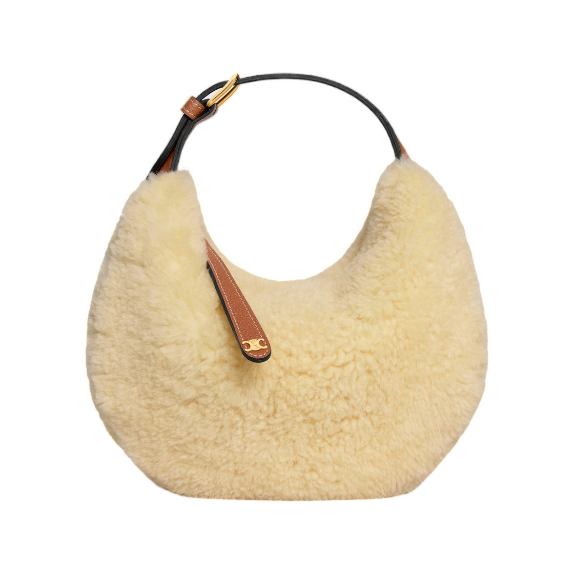 120723GFY-02NT Celine Teen Celine Lulu in Shearling and Calfskin Natural Tan