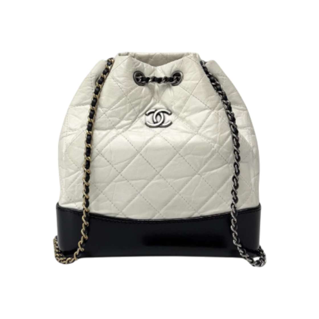 샤넬 스몰 가브리엘 백팩 빈티지 카프스킨 / 골드 실버 메탈 화이트 블랙(Chanel Small Gabrielle Backpack in Vintage Calfskin / Gold Silver Metal White and Black) - 1