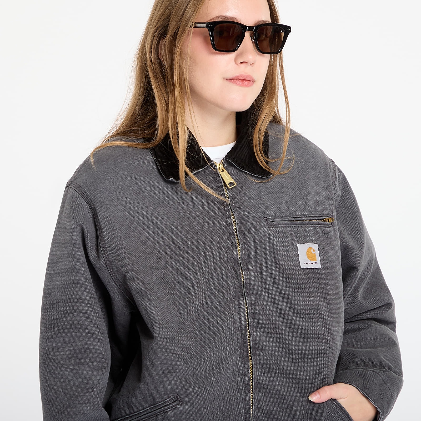 Carhartt WIP OG Detroit Jacket Graphite Black - Winter 착용 스타일