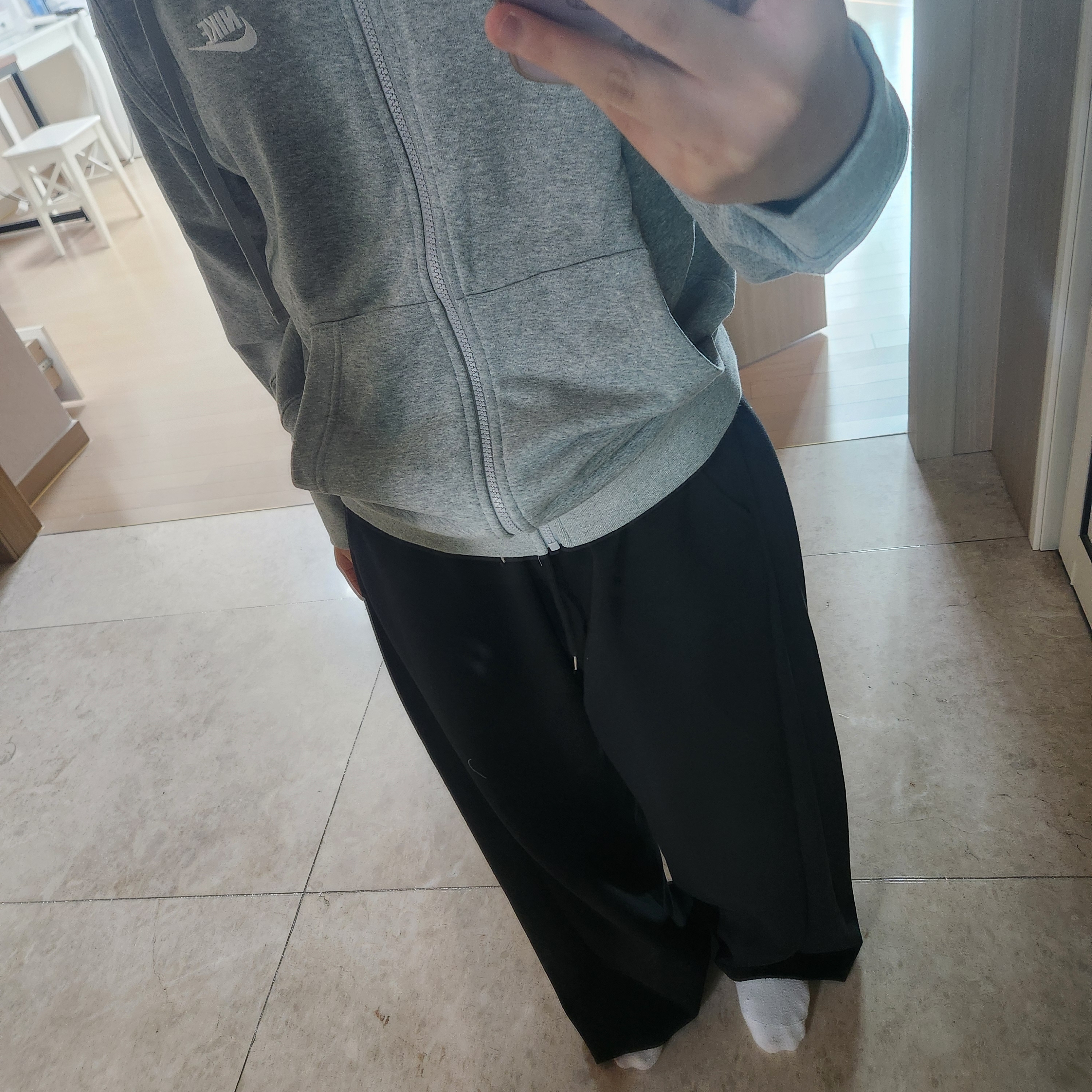 Nike NSW Club Full Zip Hoodie Grey Heather - Asia 착용 스타일