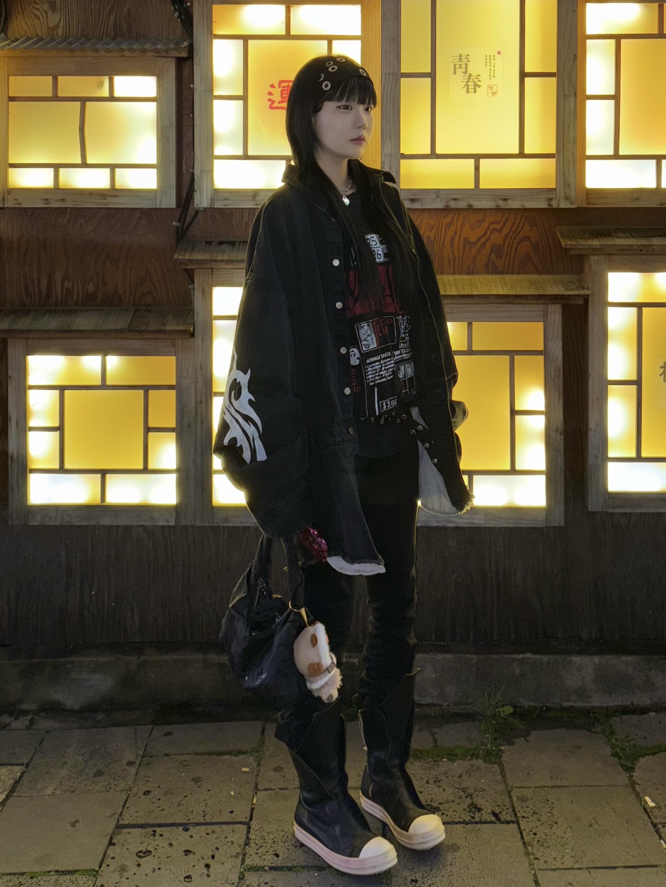 Project G/R Hybrid Denim Shirts Jacket Black 착용 스타일 - 3