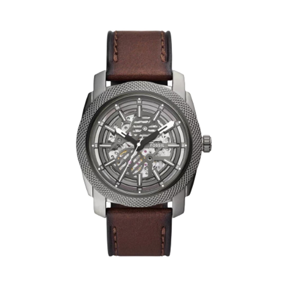 ME3254 Fossil Machine Automatic Three-Hand 45mm LiteHide Leather Gray Brown