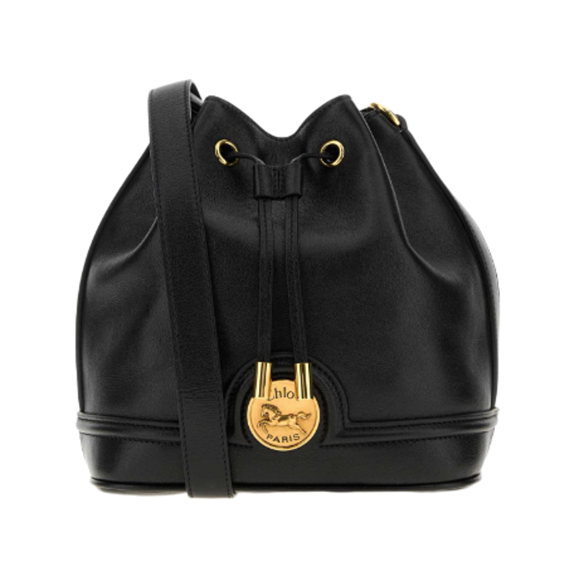 CH25AS792O37001 Chloe Horse Medal Bucket Bag Black