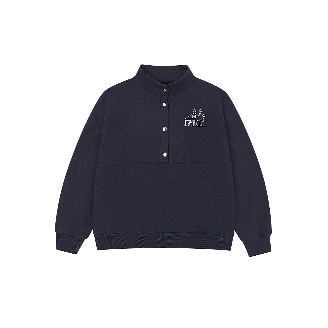 Unisex Navy Easy Button Down Sweatshirts Foli Unisex Easy Button Down Sweatshirts Navy