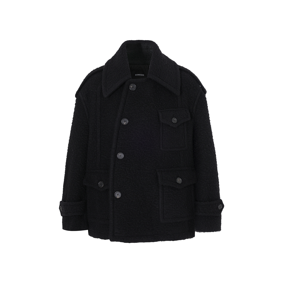 SH6CT704BK SONGZIO COLLECTION Curved Bell Coat Black