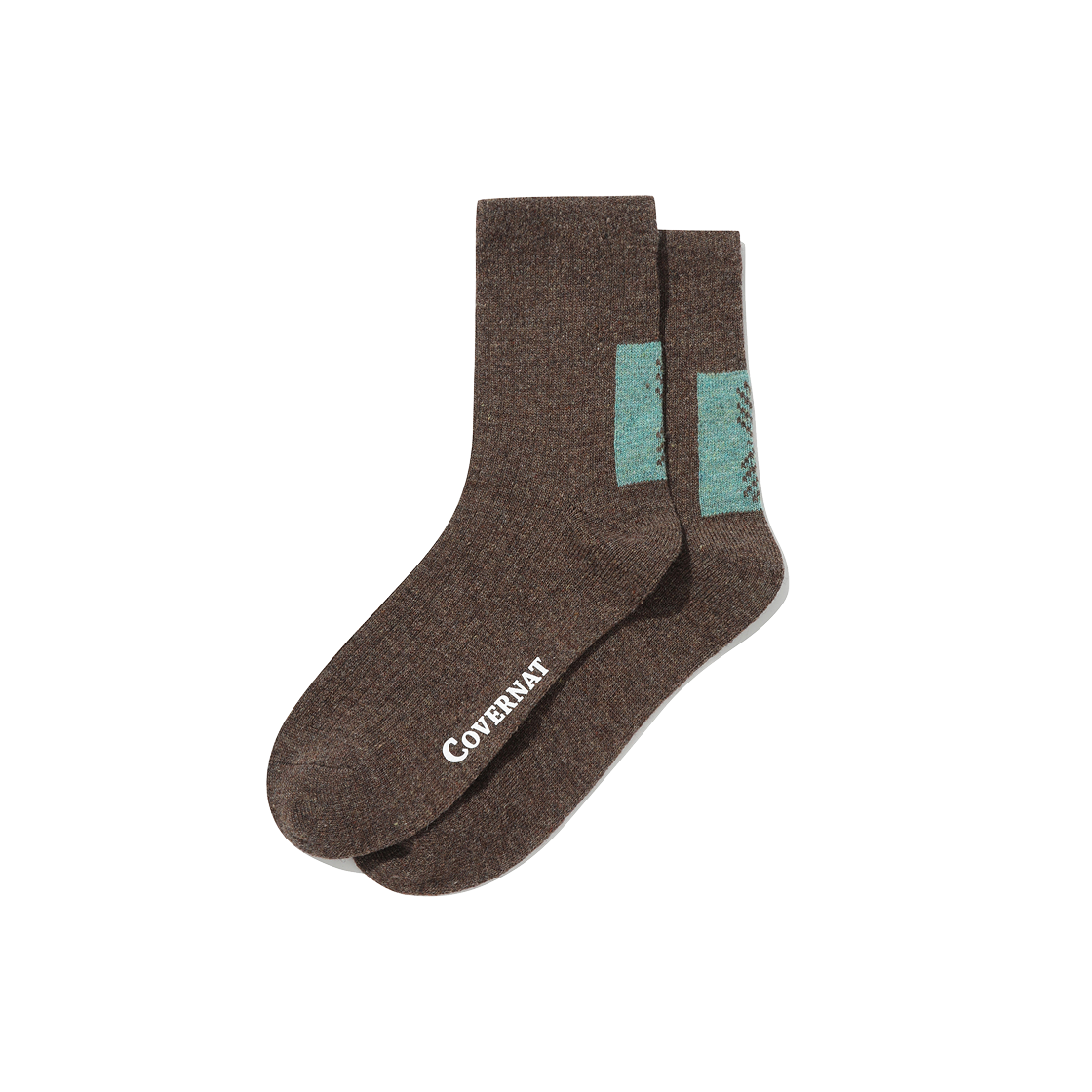 CO2507TC15MB Covernat Chevron Wool Socks Melange Brown