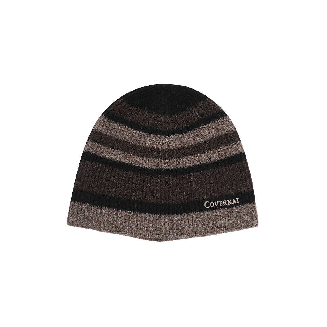 CO2504CA11BR Covernat Logo Stripe Uncuffed Beanie Brown