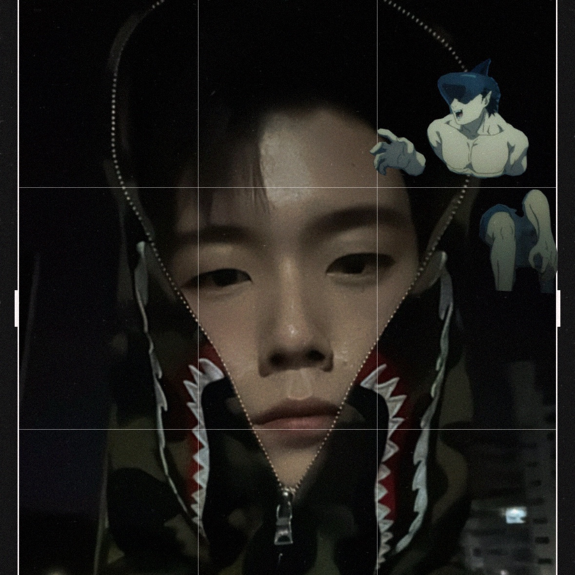 BAPE 1st Camo Shark Full Zip Hoodie Army Green 착용 스타일 - 1