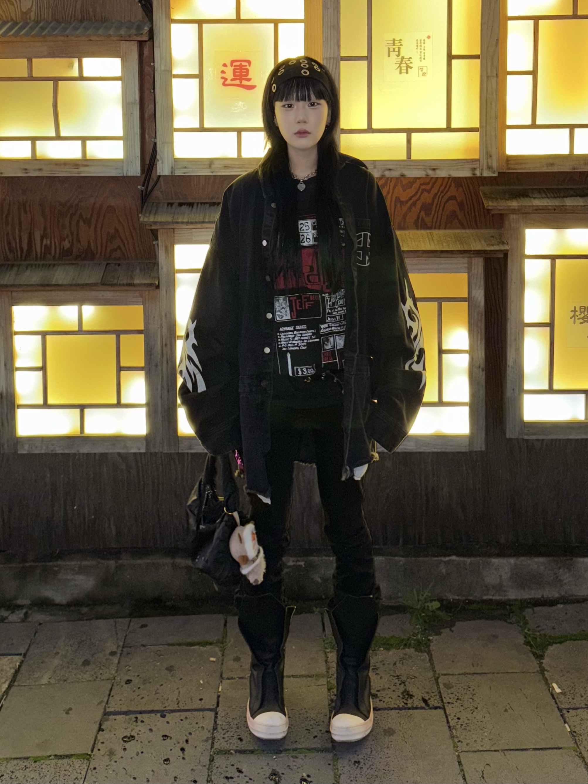 Project G/R Hybrid Denim Shirts Jacket Black 착용 스타일 - 2