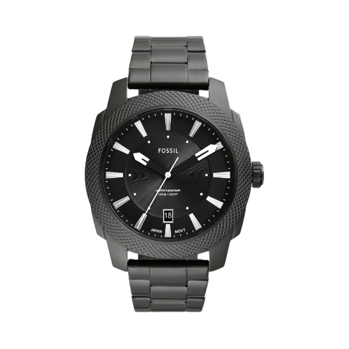 파슬 머신 쿼츠 쓰리핸드 데이트 49mm 스테인리스 스틸 블랙 스모크(Fossil Machine Quartz Three-Hand Date 49mm Stainless Steel Black Smoke)