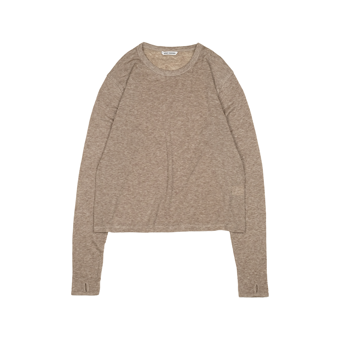 A-106 mmogarden W Finger Hole L/S Tee Melange Mocha