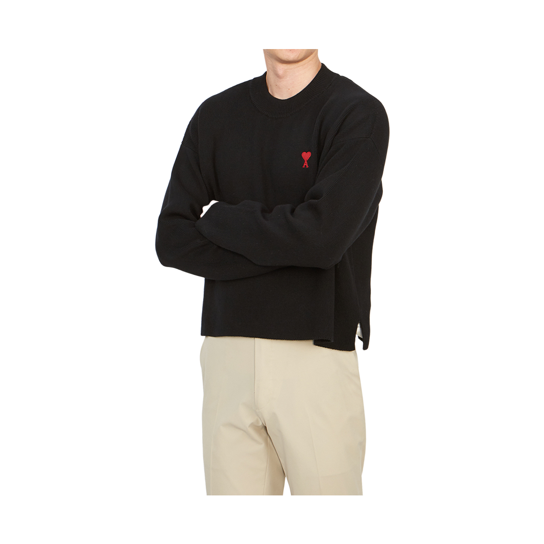 [25% 쿠폰] 아미 스몰 하트 로고 립드 크루넥 블랙([25% 쿠폰] AMI de Coeur Ribbed Crewneck Black) - 5