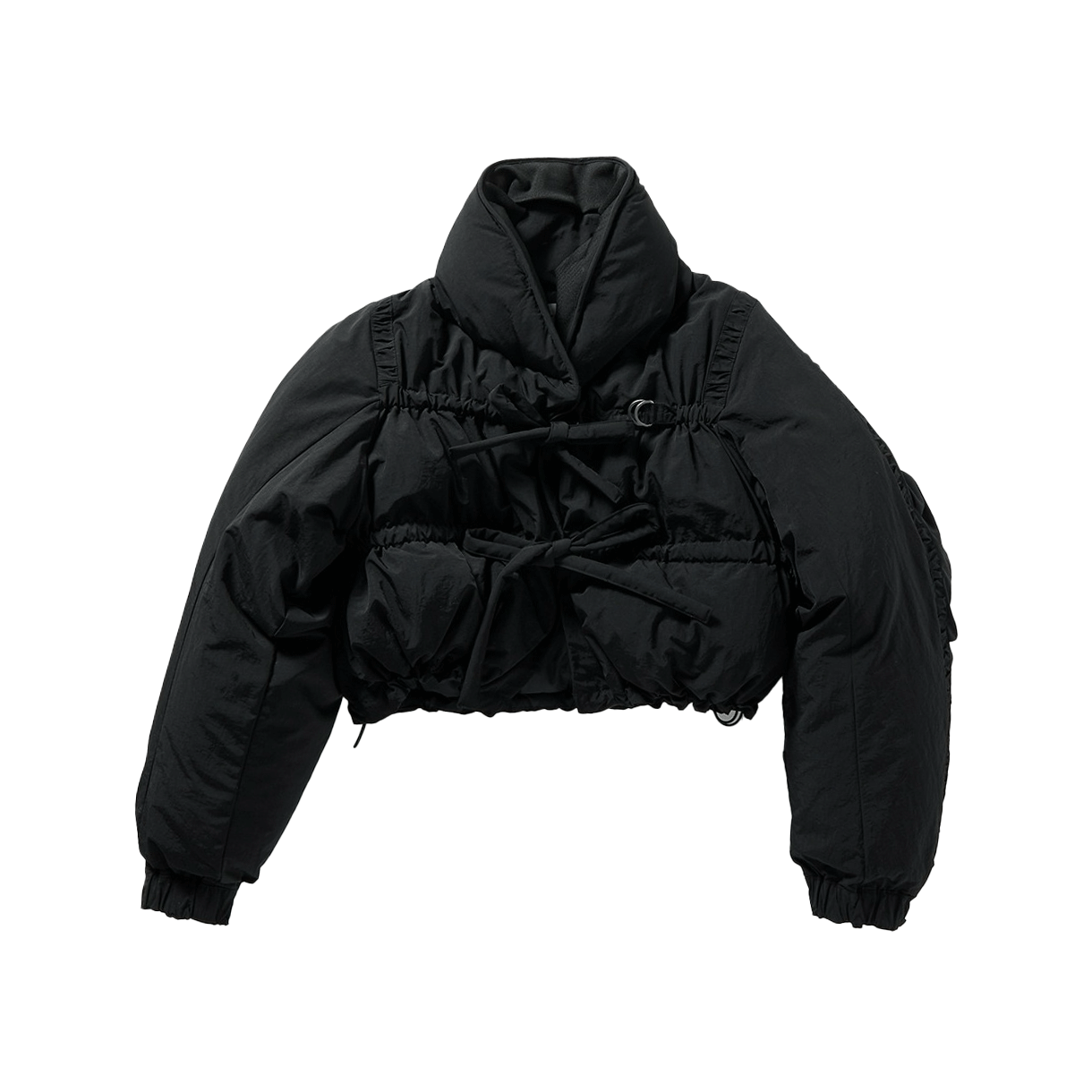 퍼버즈 우먼 스트링 멀티플 미니 다운 자켓 블랙 - 25FW(Perverze Women String Multiple Mini Down Jacket Black - 25FW)