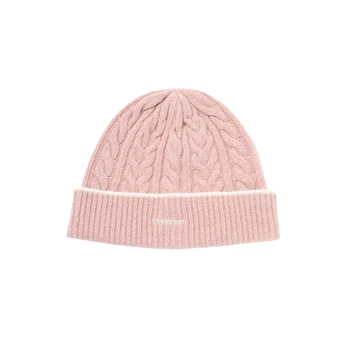 CO2504CA10PI Covernat Logo Cable Lambs Wool Beanie Pink