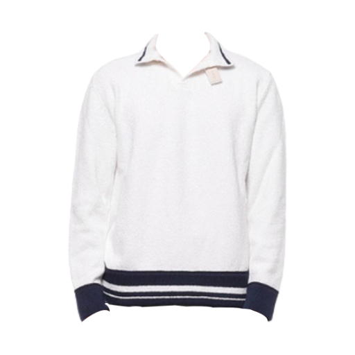FAM7649-1000 Loro Piana Collar Knit White