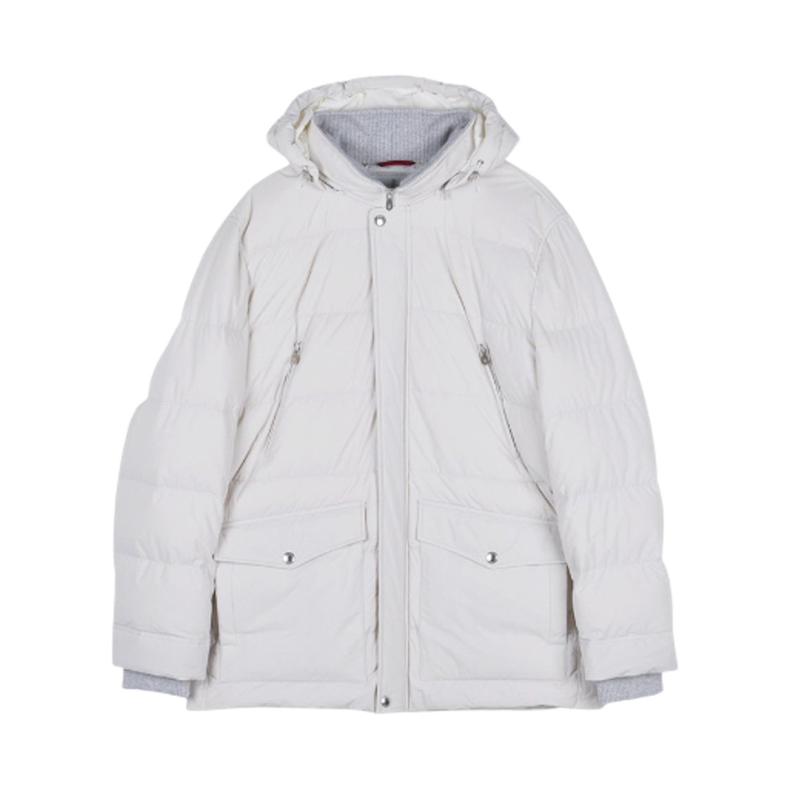 MM4911823-CBO79 Brunello Cucinelli Bonded Taffeta Down Jacket with Detachable Hood Ice