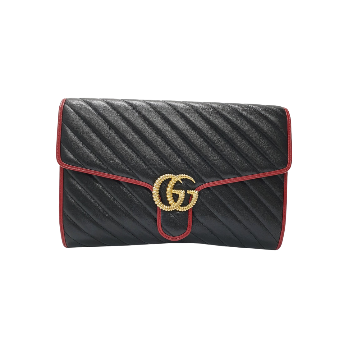 ITHG4G7AAU4T Gucci Black Marmont Matelasse Clutch
