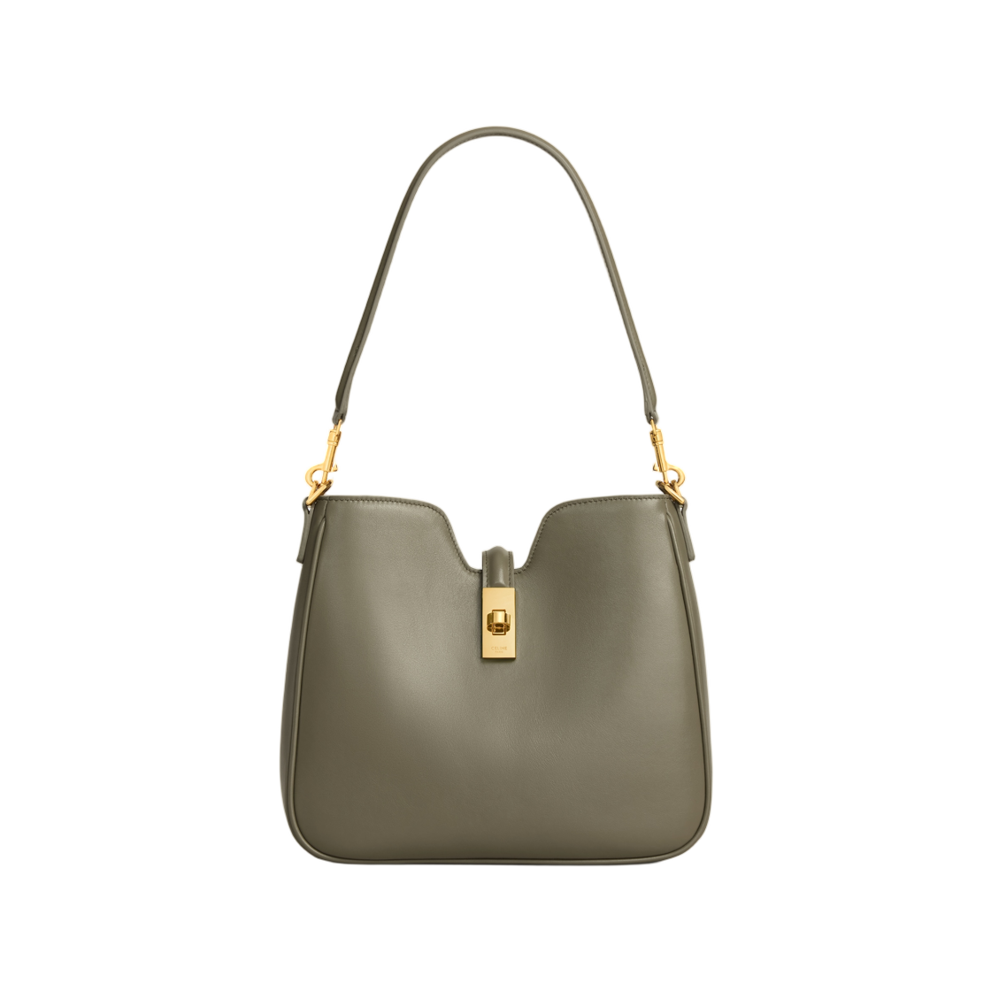 120693FX9-15BC Celine Small Camille 16 Soft Bag in Smooth Calfskin Goldenkhaki