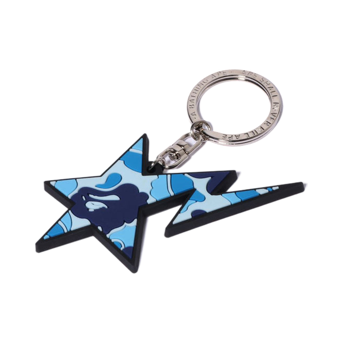 베이프 ABC 카모 스타 러버 키체인 블루(BAPE ABC Camo Sta Rubber Keychain Blue)