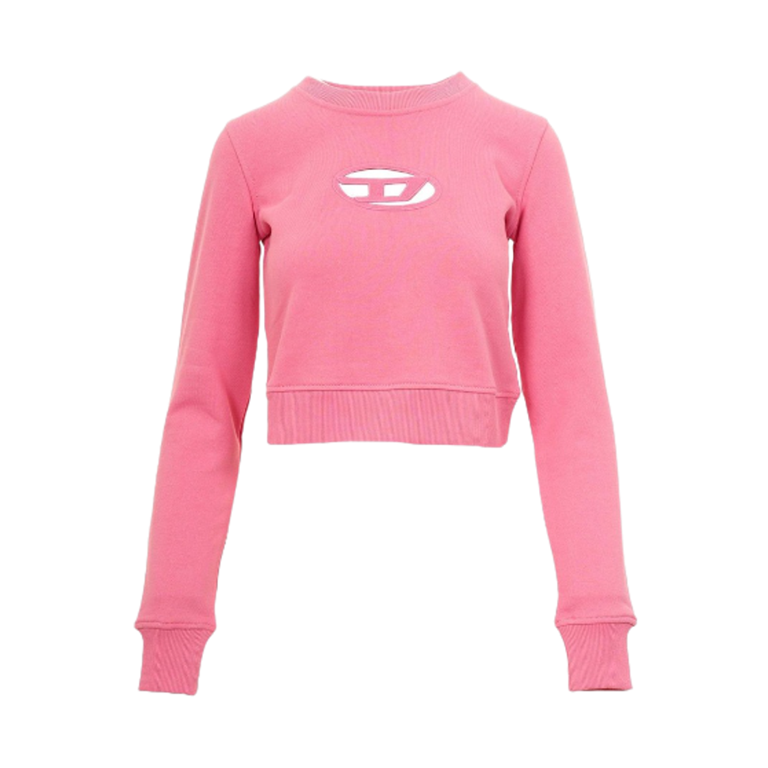 (W) 디젤 F-슬리미-Od 컷아웃 로고 크롭 스웨트셔츠 핫 핑크((W) Diesel F-Slimmy-Od Cropped Sweatshirt with Cut-Out Logo Hot Pink) - 1