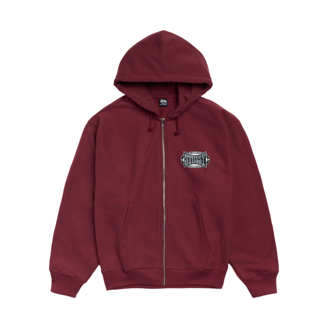 스투시 챔피온 오벌 집 후디 와인(Stussy Champion Oval Zip Hoodie Wine) - 1